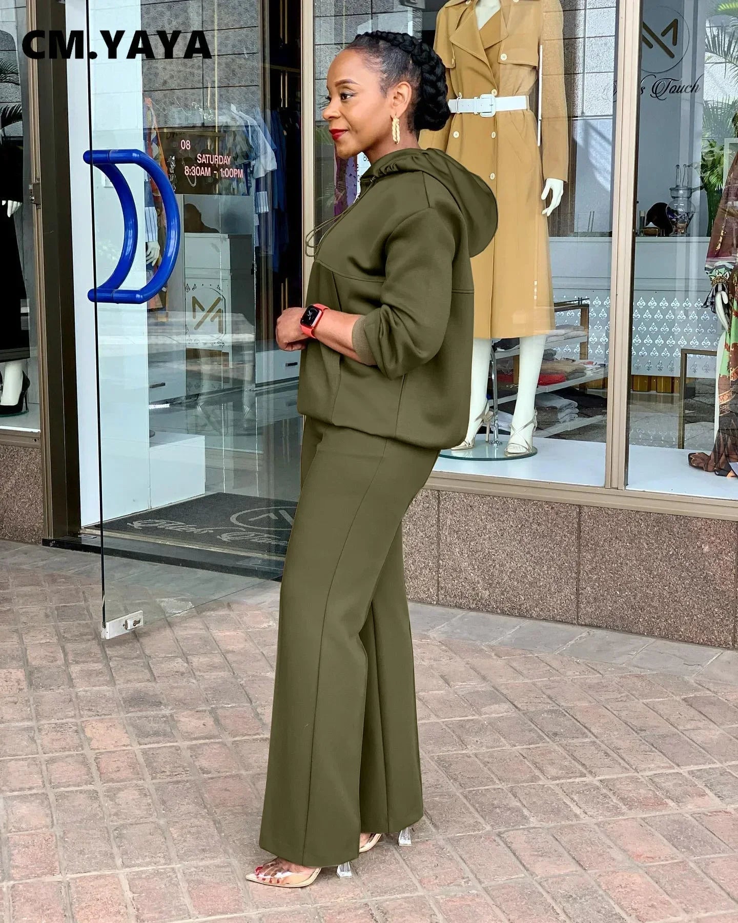 CM.YAYA Long Sleeve Women Set Loose Long Sleeve Hoodies Pant Suits 2024 Spring 2 Two Piece Sets Sporty Tracksuits Street Outfits Good Vibrations