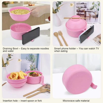 Ramen Cooker, Microwave Ramen Bowl Set with Chopsticks Spoon Ramen Noodle Bowl Instant Cooking for College Dorm Room Essentials Good Vibrations