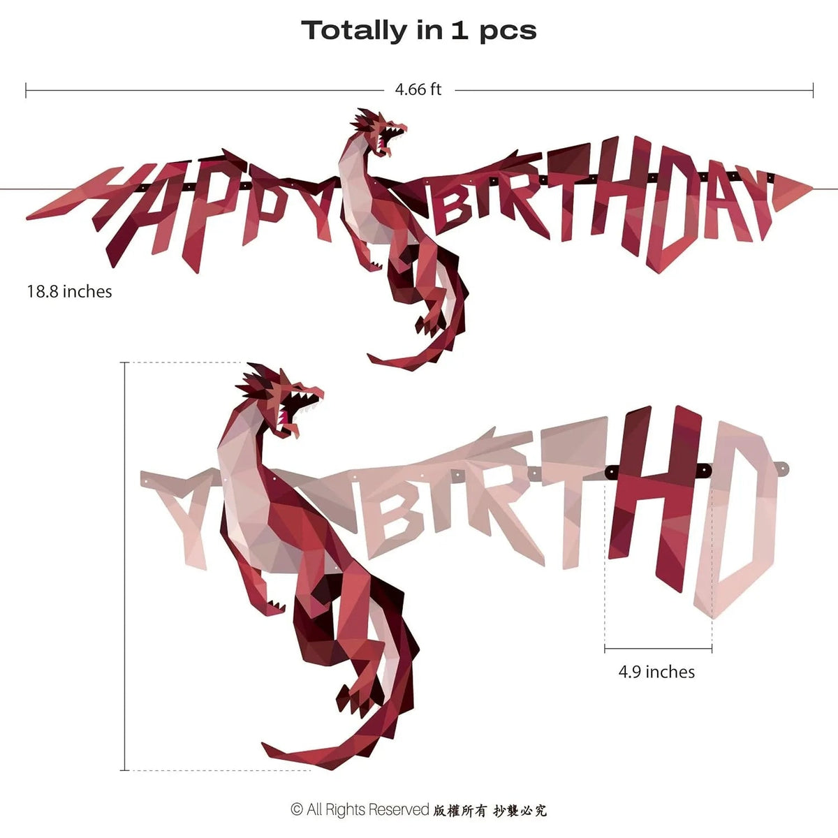 Dragon Party Decor Medieval Dragon Hanging Happy Birthday Banner Fire Wings Garland Geometric Fantasy Castle Streamer Decoration Good Vibrations