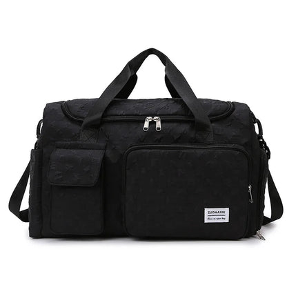 Fashion Large Capacity Checkerboard Pattern Duffle Handbag, Lightweight Travel Luggage Storage Bag, Portable Sports Fitness Bag Good Vibrations