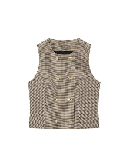 Women's Pant Two Piece Outfit Sleeveless O Neck Vest Blazer High Waist Wide Leg Belt Pants Elegant Office Lady Autumn New Suit Good Vibrations