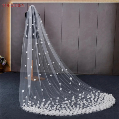 TOPQUEEN V93 Wedding Veil with 3d Flowers  Mantilla High Quality Bridal Veil Flowers Bridal Veil Soft Tulle Veil Good Vibrations