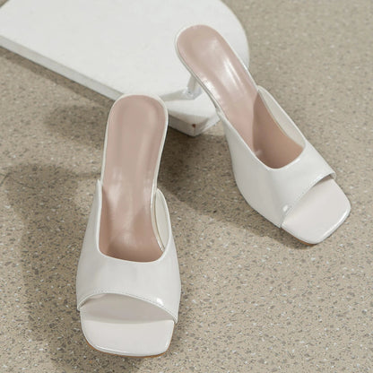 2025 Women High Heel Sandals Summer New Fashion Square Toe Open Toe Women Elegant Casual Comfortable Black High Heel Sandals Good Vibrations