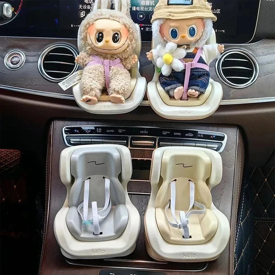 4 Styles For Car Doll Safety Seat Cartoon Chair Model Kawaii Doll Seat Outlet Decor Car Interior Styling Labubu Accessories ﻿ Good Vibrations