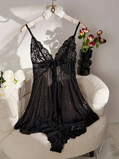 Soft Sheer Nighty Pajamas Hotselling Nightgowns Dark Green Halter Dress Women Sleepwear Sexy Bra Plus Size Nightdress Thong Sets Good Vibrations