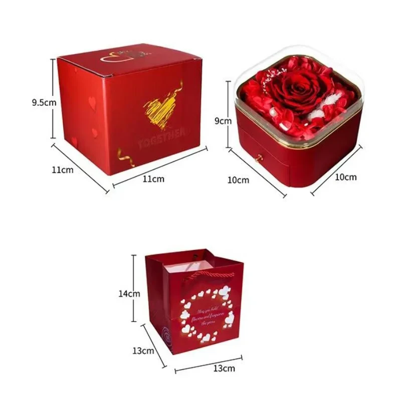 Christmas & Valentine's Day Gift - Real Natural Preserved Eternal Rose Flower Acrylic Box Ideal Gifts for Women & Girls Good Vibrations