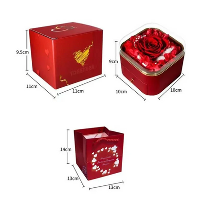 Christmas & Valentine's Day Gift - Real Natural Preserved Eternal Rose Flower Acrylic Box Ideal Gifts for Women & Girls Good Vibrations