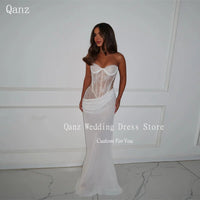 Qanz Modern Wedding Dresses Sweetheart Chiffon Mermaid Bridal Gowns Lace Appliques Corset Vestido De Novia Boda Customized Good Vibrations