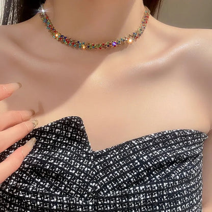 Luxury Shiny Full Rhinestone Choker Necklace for Women Personalized Geometric Crystal Necklaces Wedding Jewelry Party Gifts Good Vibrations Adult Super Store