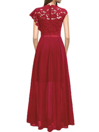 Harajuku Vintage Elegant Long Maxi Dress 2025 New Fashion High Waist Round Neck Party Wedding Dresses Spliced Lace Chiffon Dress Good Vibrations