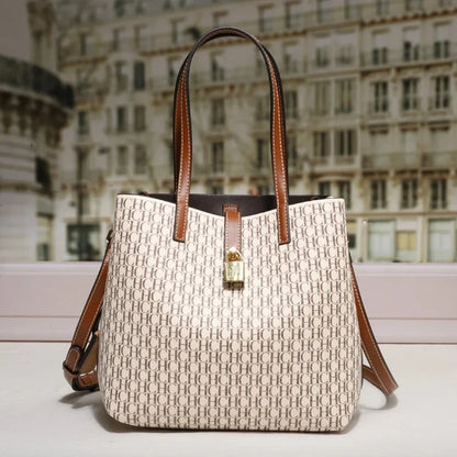 CH Premium Versatile Leather Crossbody Bag Ladies Large Capacity Daily Commuter Tote Bag Letter Print Design Ladies Fashion Good Vibrations
