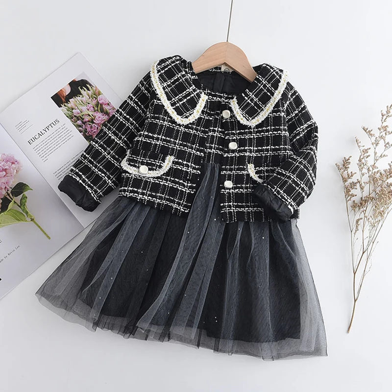 Bear Leader Fashion Kids Girls Princess 2pcs Clothes Set Autumn Winter Children Coat Outwear+Skirts Vintage Outfits Suit 2-12Y Good Vibrations
