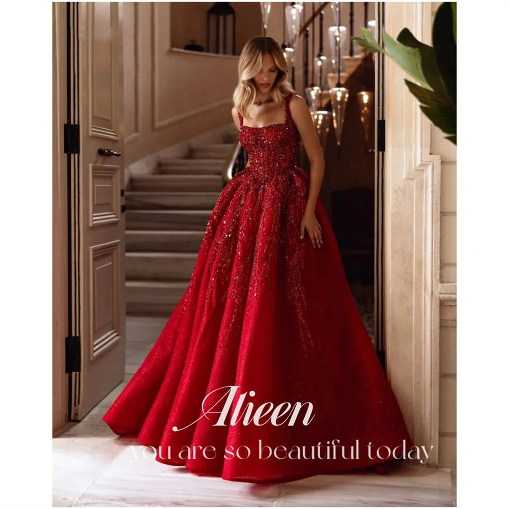 Customized Prom Dresses for Special Occasions Hand-made Beads Luxurious Women's Evening Dresses Large Sizes Square Leader Shiny Good Vibrations