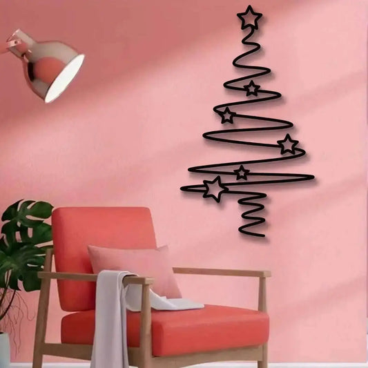 [Wall Decoration Christmas Tree] Elegant Black Christmas Tree Wall Art - Non-Electric Holiday Decor for Indoor & Outdoor. Good Vibrations