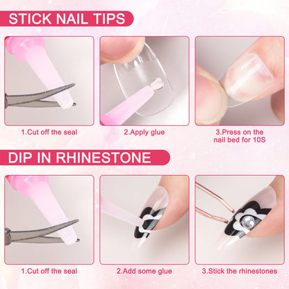 14PCS Nail Glue for Press on Nails for Nail Tips Acrylic Nail Glue Long Lasting Super Strong Nail Glue for Nails Salon Good Vibrations