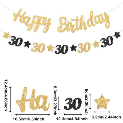 18th 20th 30th 40th 50th Birthday Party decor Supplies for Men Women Black and Gold 18th~60th Years Old Party banner Decoration Good Vibrations