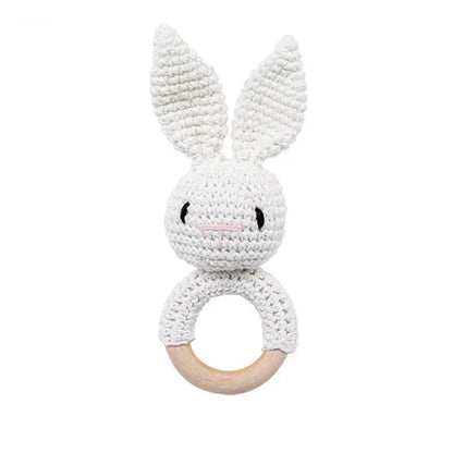 Baby Crochet Rattle Wooden Teether Toy BPA Free Wood Rodent Rabbit Rattle Baby Mobile Play Gym Newborn Educational Music Toys Good Vibrations