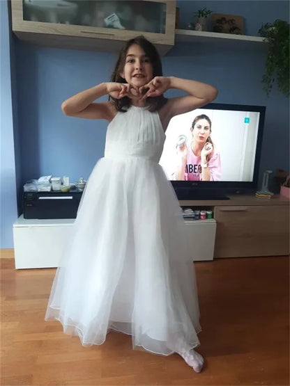 Flower Girl Dress Lace Chiffon Long Dresses Flower Girl Wedding Dress Summer Boho Birthday Party Wedding Dress For 2-14 Years