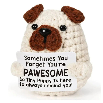 Positive Energy Duck Doll Hug Pocket Mini Handmade Plush Wool Knitting Dolls Funny Emotional Support Crochet Gift for Birthday Good Vibrations