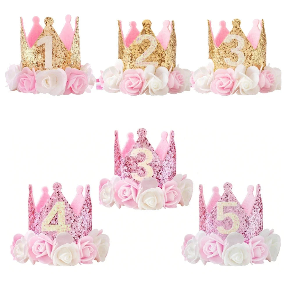 DIY 1st 2nd 3rd Birthday Crown Hat Handmade Accessories Baby One Happy Birthday Party Headband Hat Baby Shower Party Supplies Good Vibrations