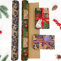Christmas Wrapping Paper Roll - Festive Kraft Paper with Snowflake, Tree, and Ornament Patterns, Ideal for Holiday Gift Wrapping Good Vibrations