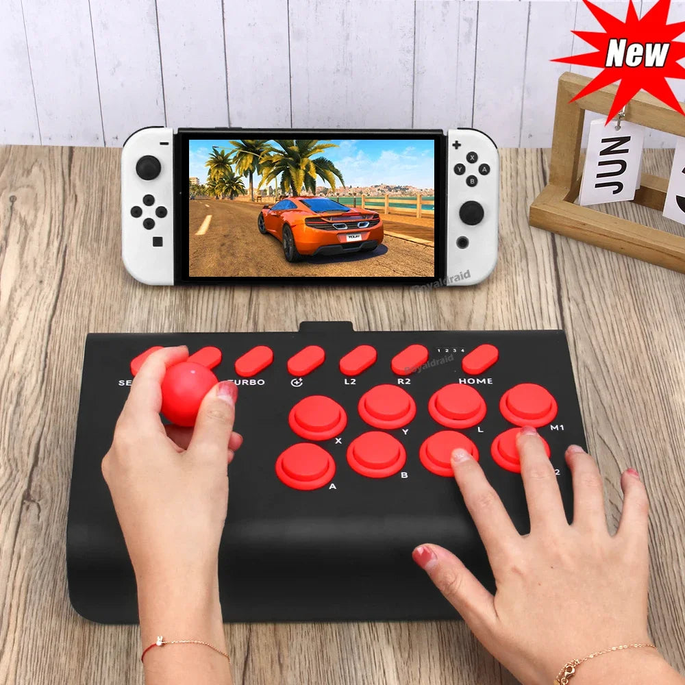 Y02 Arcade Joystick for PS4/PS3/Xbox One/Switch OLED/Android/iOS Wired Wireless Street Fighter Controller w Macro/Turbo Function Good Vibrations