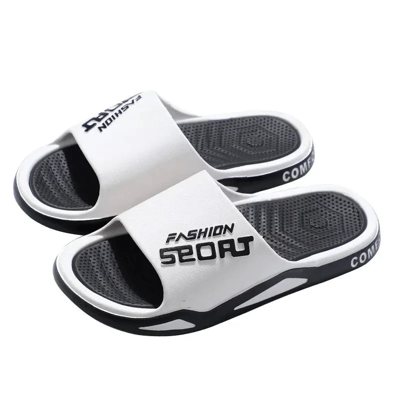 Summer Men Slippers Fashion Trendy Flip Flops Bathroom Slippers Outdoor Non-Slip Sporty Style Open Toe Beach Slippers Good Vibrations