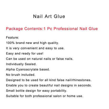 5Pcs Fast Drying Nail Art Glue Glitter UV Acrylic Rhinestones Press on Nails Strong Adhesive Nail Glue False Tips Manicure Tool Good Vibrations