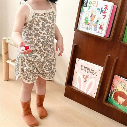 2026 New Kids Tops+shorts Set Summer Thin Baby Cotton Vest Sleeveless Loungewear Set for Girls Suit Good Vibrations