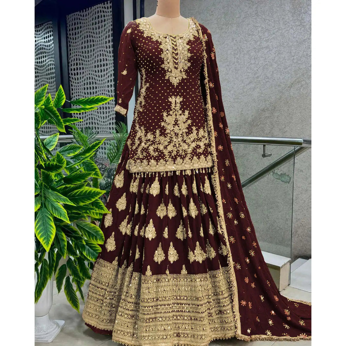 Beautiful Wedding Dresses Top Lehenga and Dupatta Elegant Wedding Wear Ensemble Good Vibrations