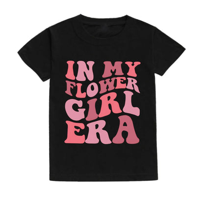 In My Flower Girl Era Toddler Shirt Flower Girl Proposal Bridal Party Kids Short Sleeve Shirts Clothes Wedding Party Gift Good Vibrations