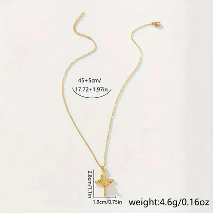 A Gorgeous Crown Cross Pendant Necklace, Suitable for Daily and Party Wear, Thanksgiving Gift, Suitable for All Seasons Good Vibrations