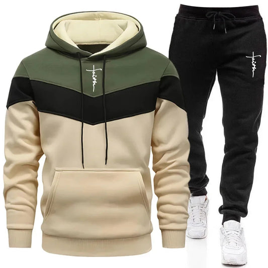 Comfort Casual Sports Autumn Winter Quality Hot Sale Men Tracksuit Fashion Hoodie Tricolor Single Sweatshirt and Pants Daily Man Good Vibrations