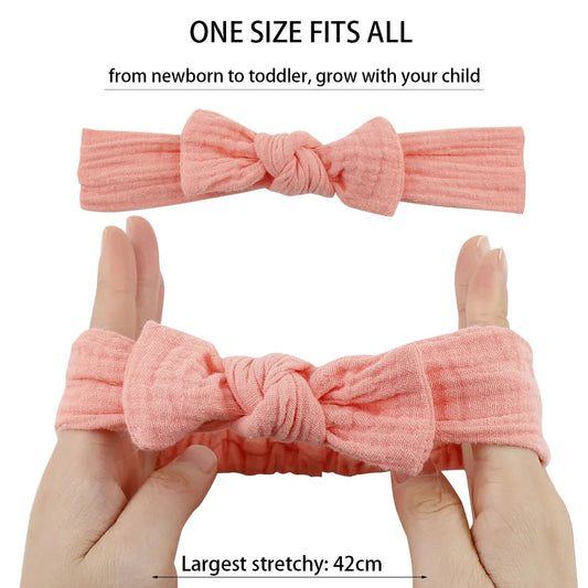 3Pcs/Set Solid Muslin Cotton Linen Baby Headband Elastic Rabbit Ear Hair Band Infant Girl Turban Headwraps Stretch Accessories Good Vibrations