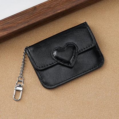PULeather Card Holder Purse Women Cute Heart Shaped Small Wallet Multi-card Anti-magnetic Card Holder Travel Cash Coin Bag Good Vibrations
