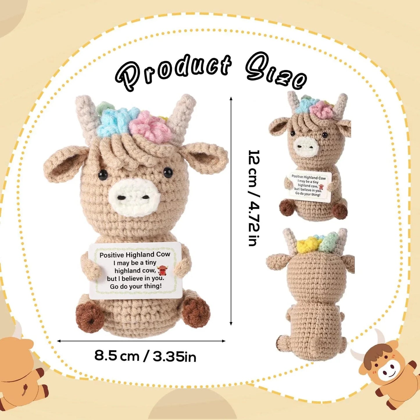 Positive Energy Duck Doll Hug Pocket Mini Handmade Plush Wool Knitting Dolls Funny Emotional Support Crochet Gift for Birthday Good Vibrations