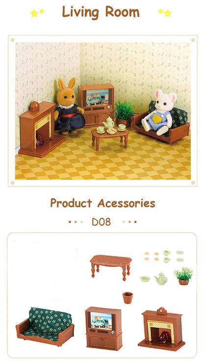 1:12 Miniature Furniture Forest Family Kitchen Toy Dining Table Dollhouse Accessories Bathroom Pretend Play For Girl Gifts Toys Good Vibrations