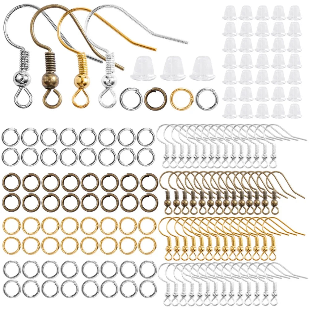 300Pcs Earrings Set Hypoallergenic Earring Hooks Jump Rings Clear Rubber Earring Backs For Jewelry Making Findings Accessories Good Vibrations