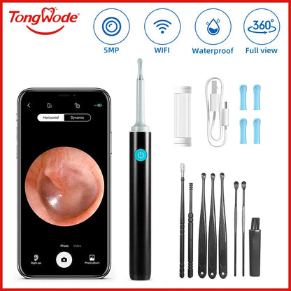 Wireless Visual Ear Endoscope Camera Ear Cleaning Tools Spoon Safe Silicone Earpick 5MP Camera Ear Wax Remover Luminous Otoscope Good Vibrations