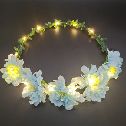 Wedding Party Crown Glowing Flower Headband LED Light Wreath Garland Decoration Women Girl Birthday Favor Luminous Hairband Good Vibrations