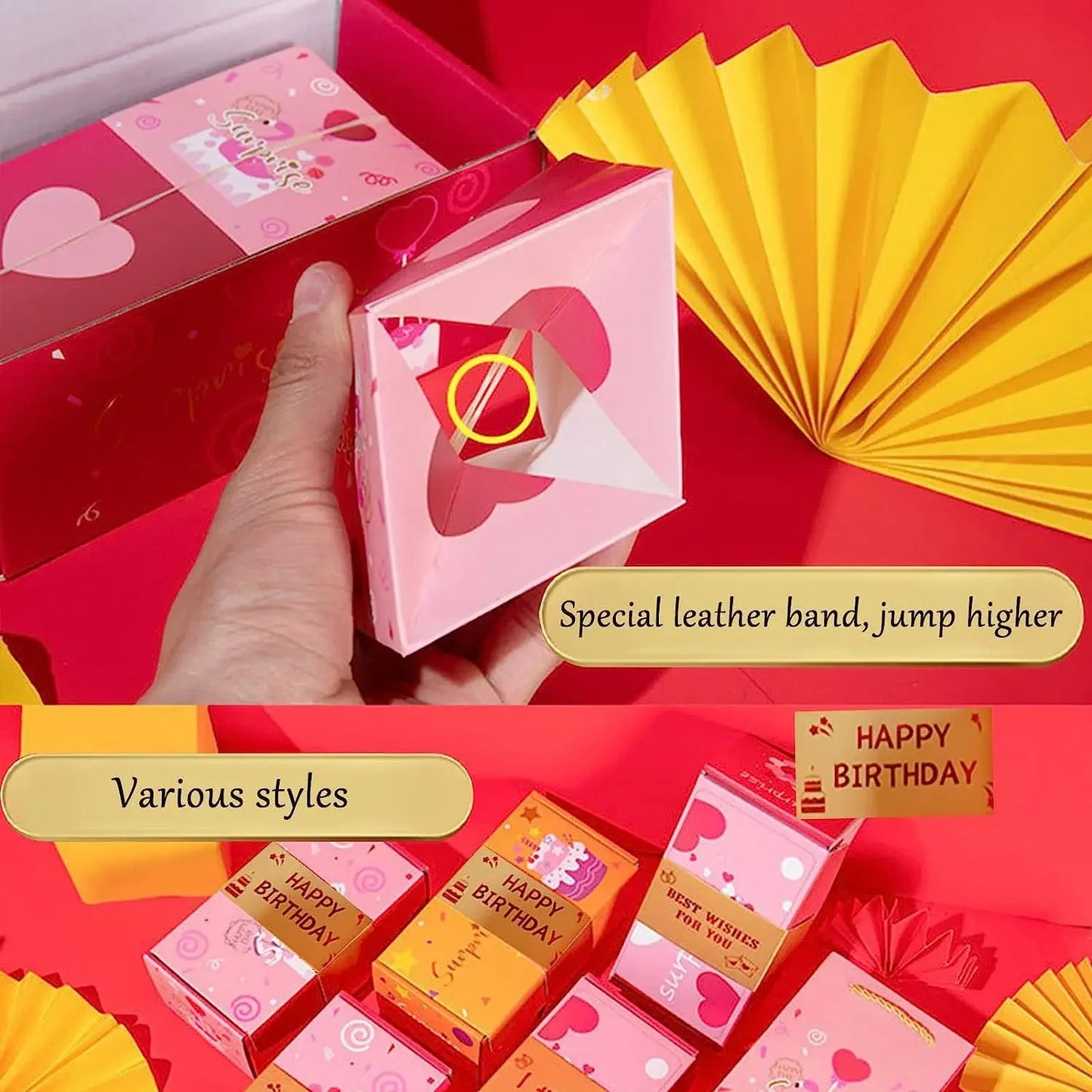 Christmas Gift Box DIY Folding Paper Box Money Pop Up Birthday Surprise Bounce Box Explosions Red Envelope Surpris Gift Box Good Vibrations