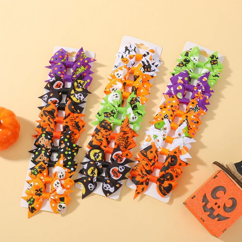 10Pcs/Set Baby Girl Halloween Hair Clips Pumpkin Bat Ornaments Hairpin Party Decoration Kids Hair Accessories Good Vibrations