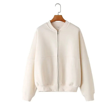HH Women's Fall 2-Piece Retro Solid Color Zip Bomber Jacket Sweatshirt+High Waist Lace Up Women's Wide Leg Pants Street Wear Good Vibrations