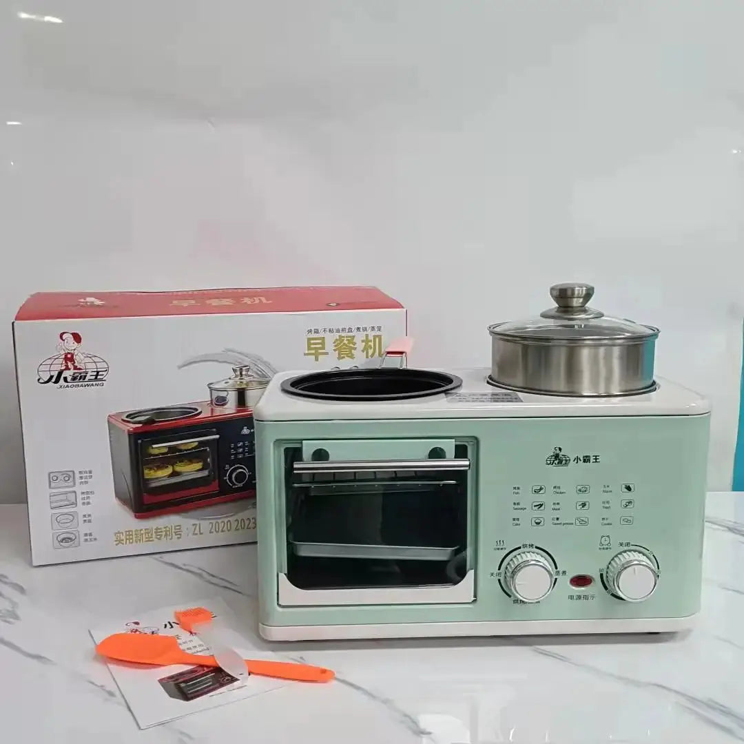 Household Electric 4 in 1 Breakfast Machine Mini Bread Toaster Baking Oven Omelette Fry Pan Hot Pot Boiler Food Steamer Good Vibrations Adult Super Store