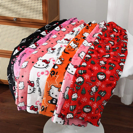 sanrio Cartoon Hello Kitty trousers Christmas Halloween Boys girls Clothes Accessories Children's Autumn winter sleeping pants Good Vibrations