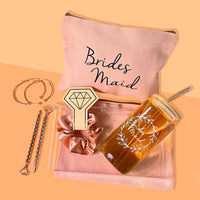 Bridesmaid Proposal Wedding Gifts Set Maid of Honor Gifts Bridal Shower 16oz Glass Cups Cosmetic Makeup Bags Good Vibrations