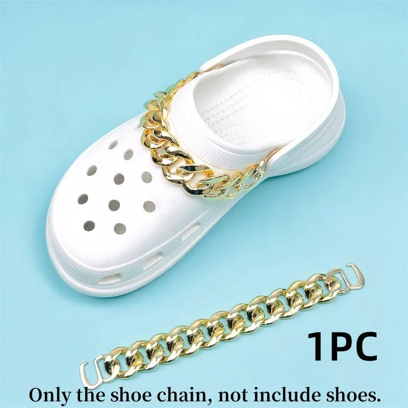 Women Shoes Chains Buckle Charms Croc Clog Sandals Hole Shoes DIY Detachable Chain For Kids Boys Girls Gifts Shoes Decorations Good Vibrations