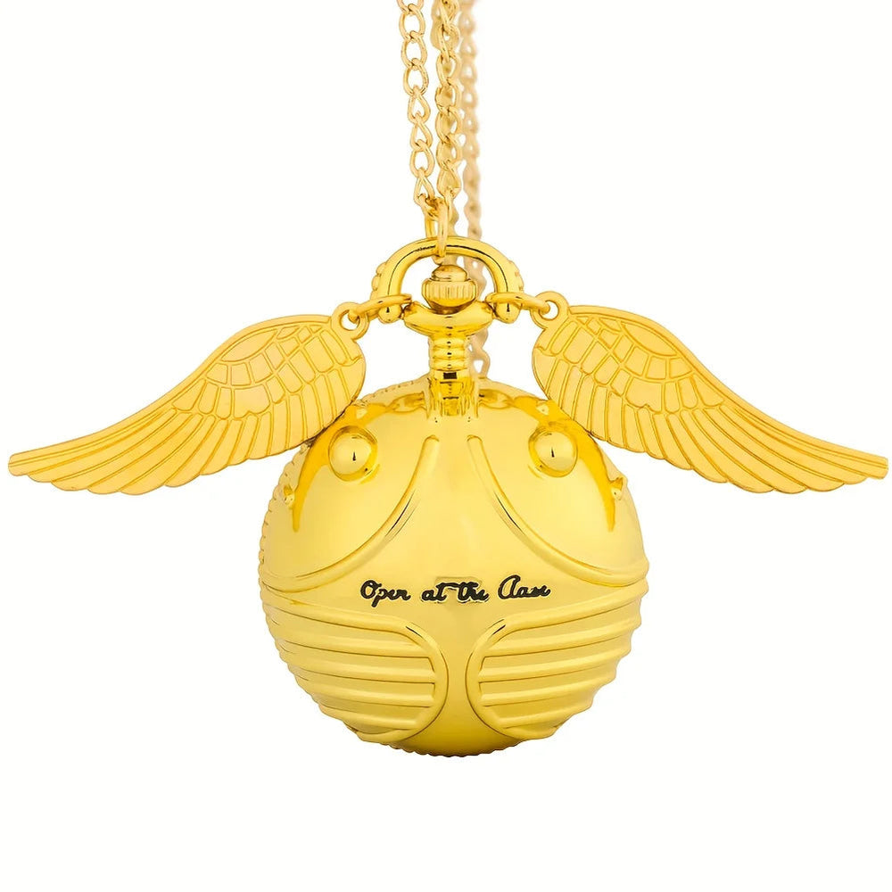 large small Golden Snitch spherical quartz pocket watch  angel wing necklace pendant pocket watch Good Vibrations