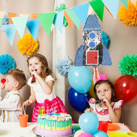 Rocket Piñata Birthday Party Decorations Kids Games Space Theme Party Supplies Fillable Pinata Toys Science Party Balloons Good Vibrations