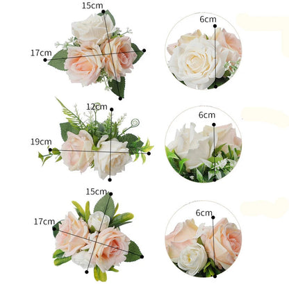 Yannew 3pcs Rustic Artificial Rose Flower Cake Toppers Birthday Country Wedding Cake Decoration Table Centerpieces Arrangement Good Vibrations